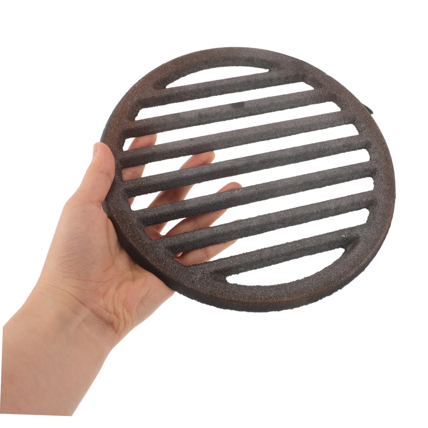 NOLITOY Runder Gusseiserner Lagerfeuer Grillrost für Camping und Bbqs Temperaturbeständig Einfache Reinigung Outdoor Design Grillzubehör