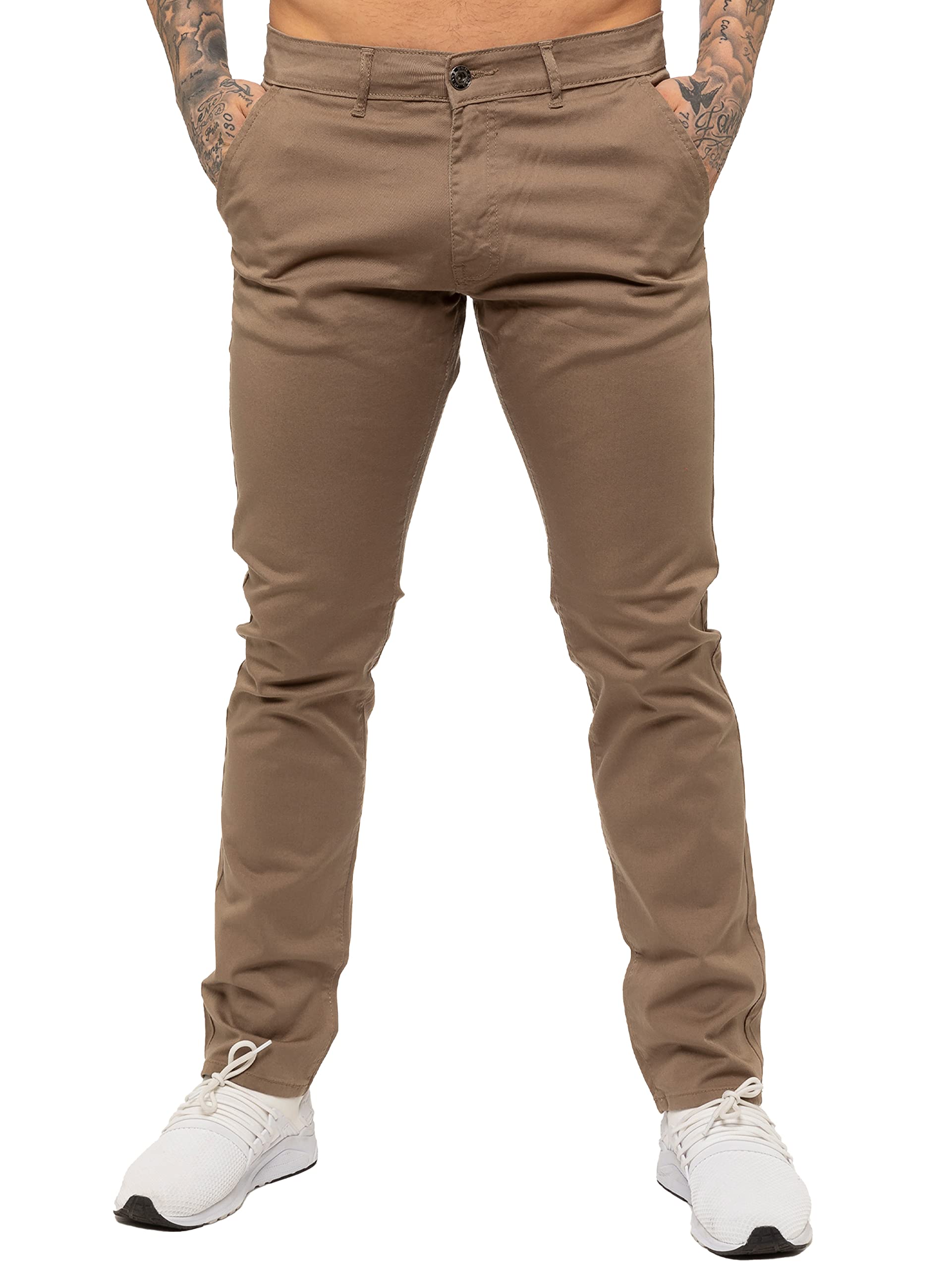 989Zé Enzo Men's Beige Skinny Slim Fit Chinos Stretch Trousers Pants Ez348 34 Regular