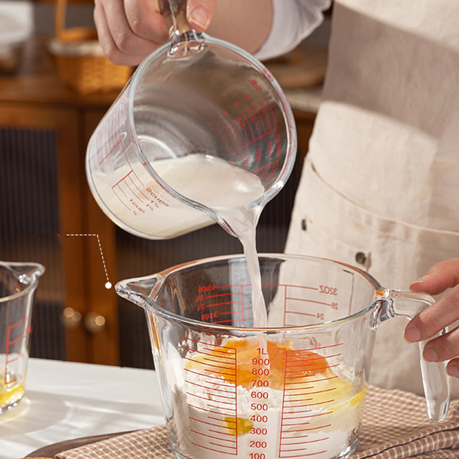 Glas Messbecher Backen und Kochen, klare Messmarkierungen, hohe Temperaturbeständigkeit, Küchenwerkzeug, Küchen Messbecher Backen