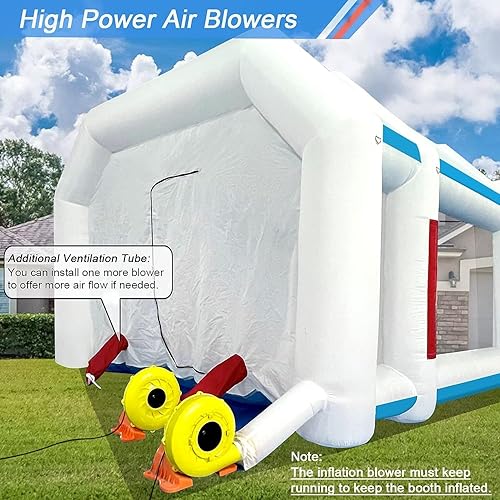 Miniatura 4 de Cabina de pintura inflable de 21.5 x 13 x 9 pies con sopladores de 950 W+450 W para pintura de piezas de automóviles y muebles, cabina de pintura