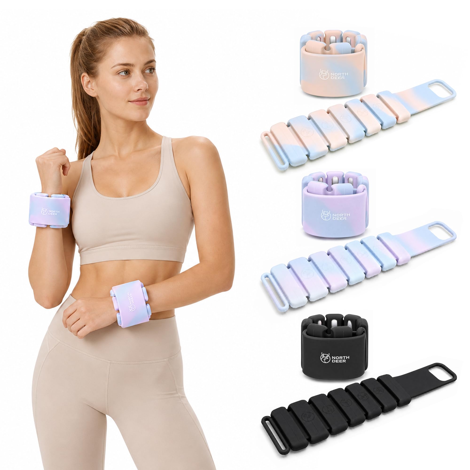 Northdeer Adjustable Ankle Weights Set for Exercise, 2 x 0.5kg,Blue Purple