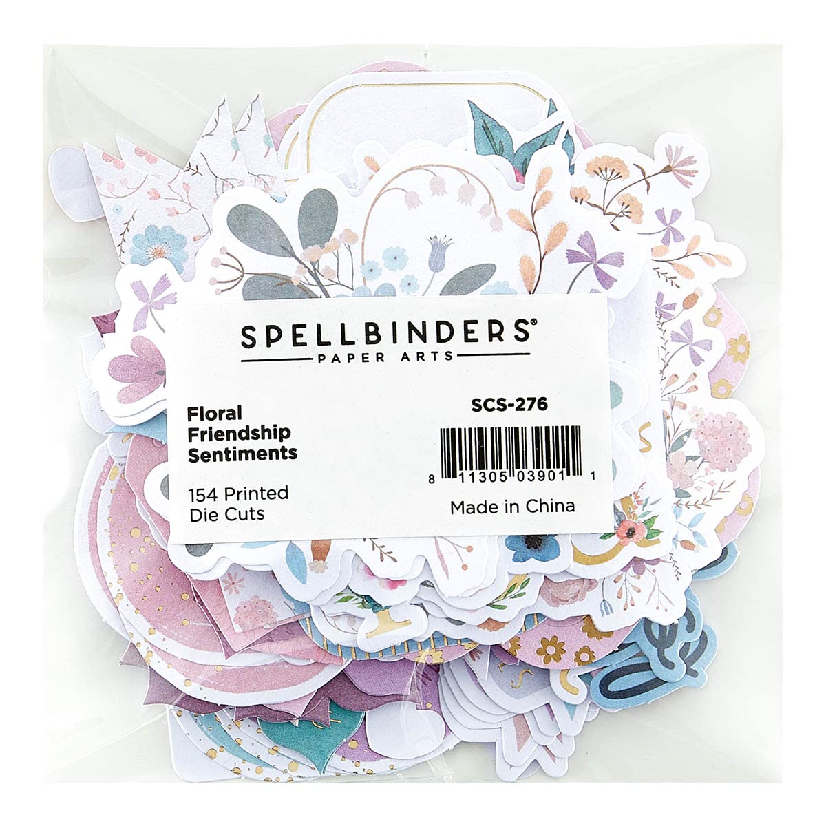 Spellbinders Multicolor Printed Die Cut Sentiments From The Floral Friendship Collection, One