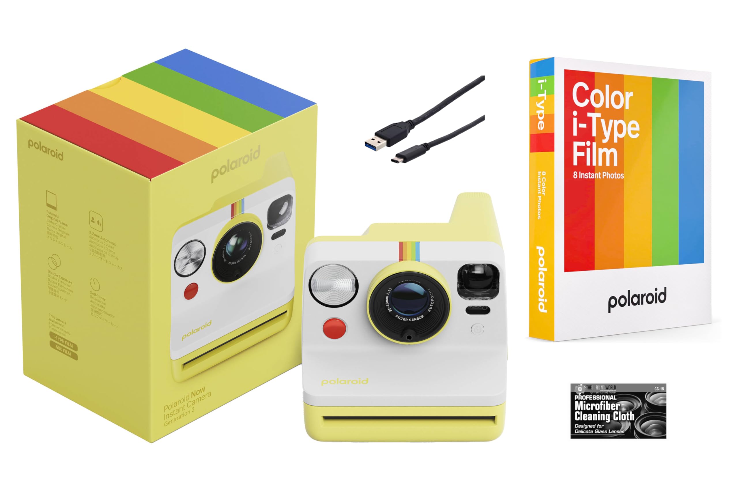 Polaroid Now Generation 3 i-Type Instant Camera (Yellow) with 8 i-Type Color Film Starter Bundle + Charging Cable and Cleaning Cloth-image-35