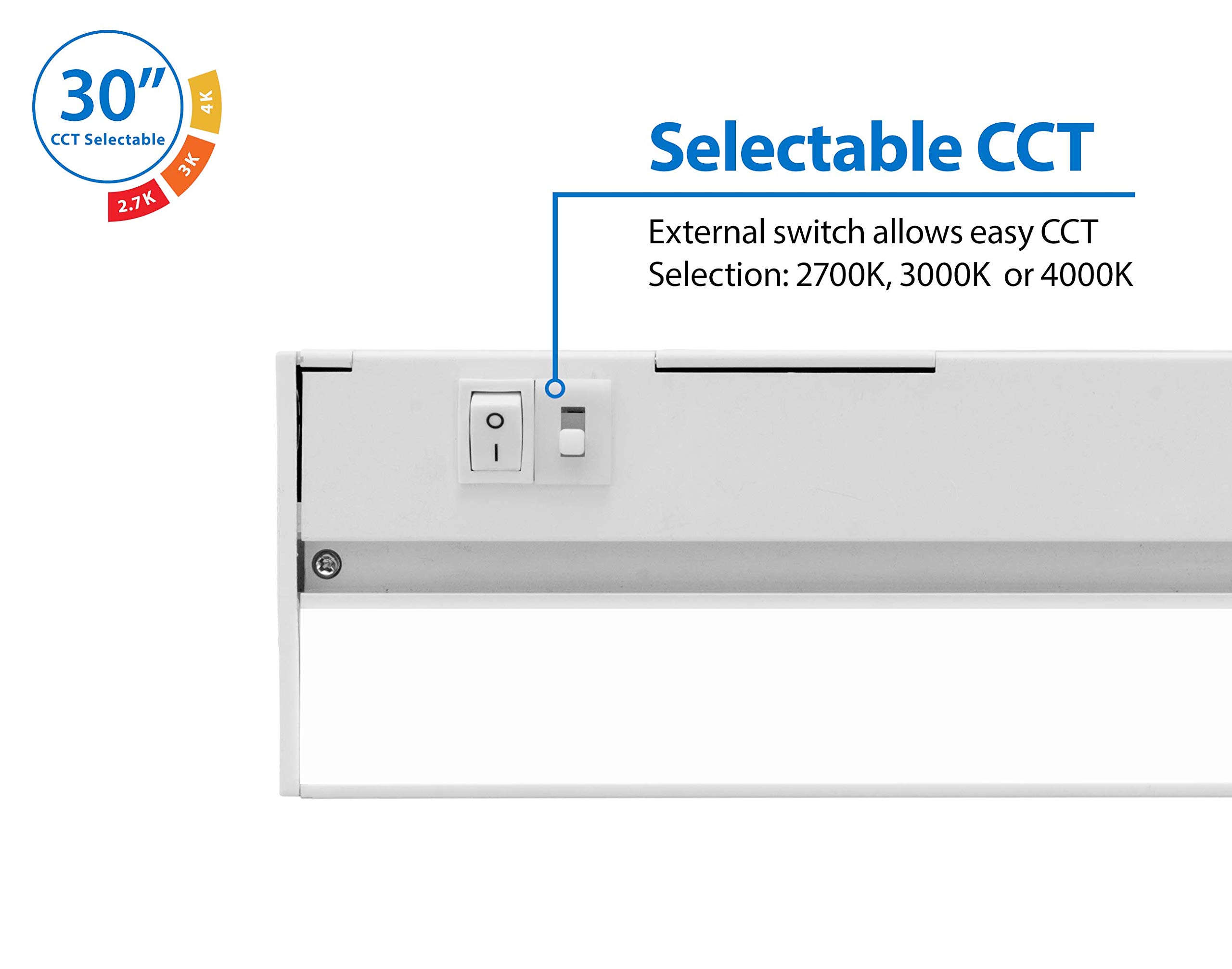 NUC-5 Series 30-inch White Selectable LED Under Cabinet Light (NUC530SWH