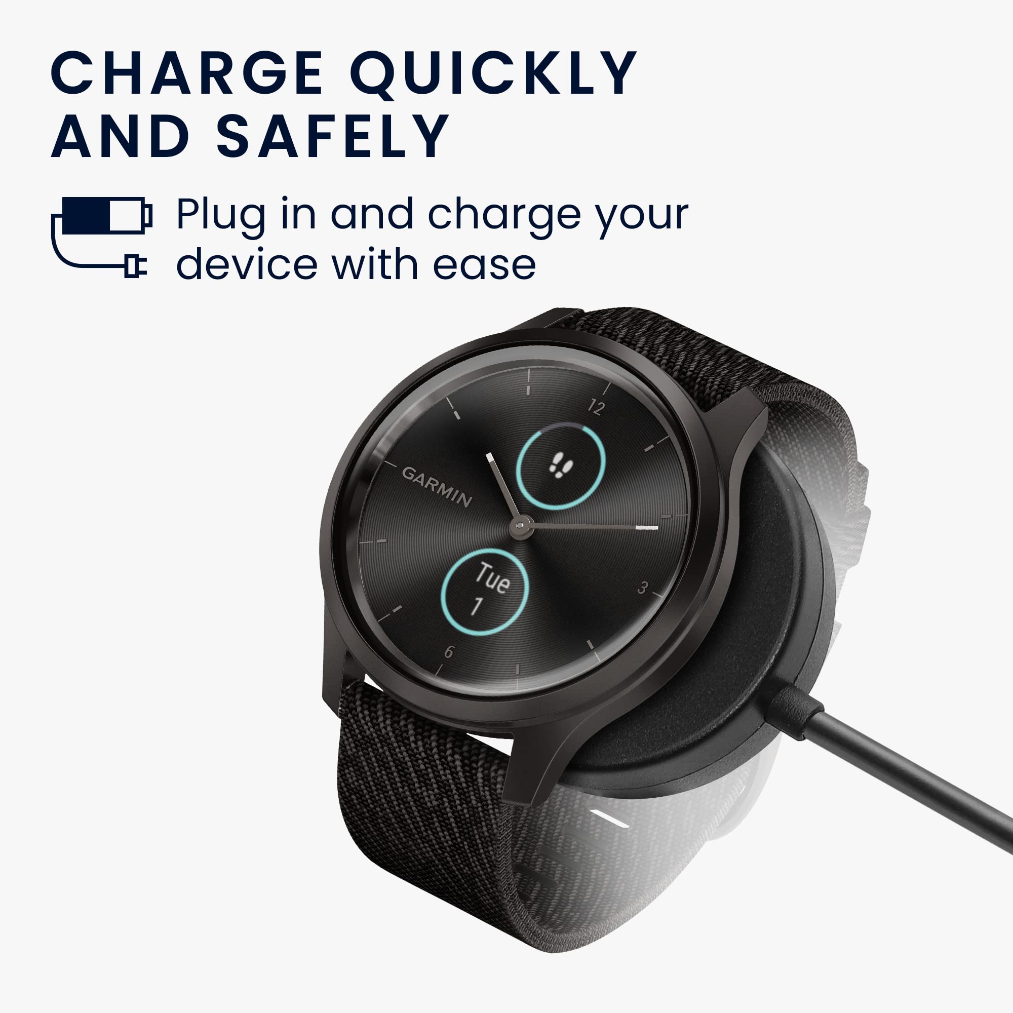 kwmobile Kabel USB ładowarka kompatybilna z Garmin vivomove Style/Luxe/vivomove 3 kabel - przewód do ładowania do smartwatcha - czarny