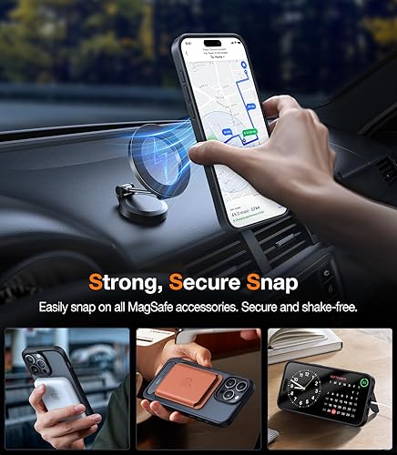 Miniatura 4 de TORRAS Funda magnética y soporte mejorados para iPhone 15 Pro probada en caídas de grado militar compatible con MagSafe Funda delgada y ligera