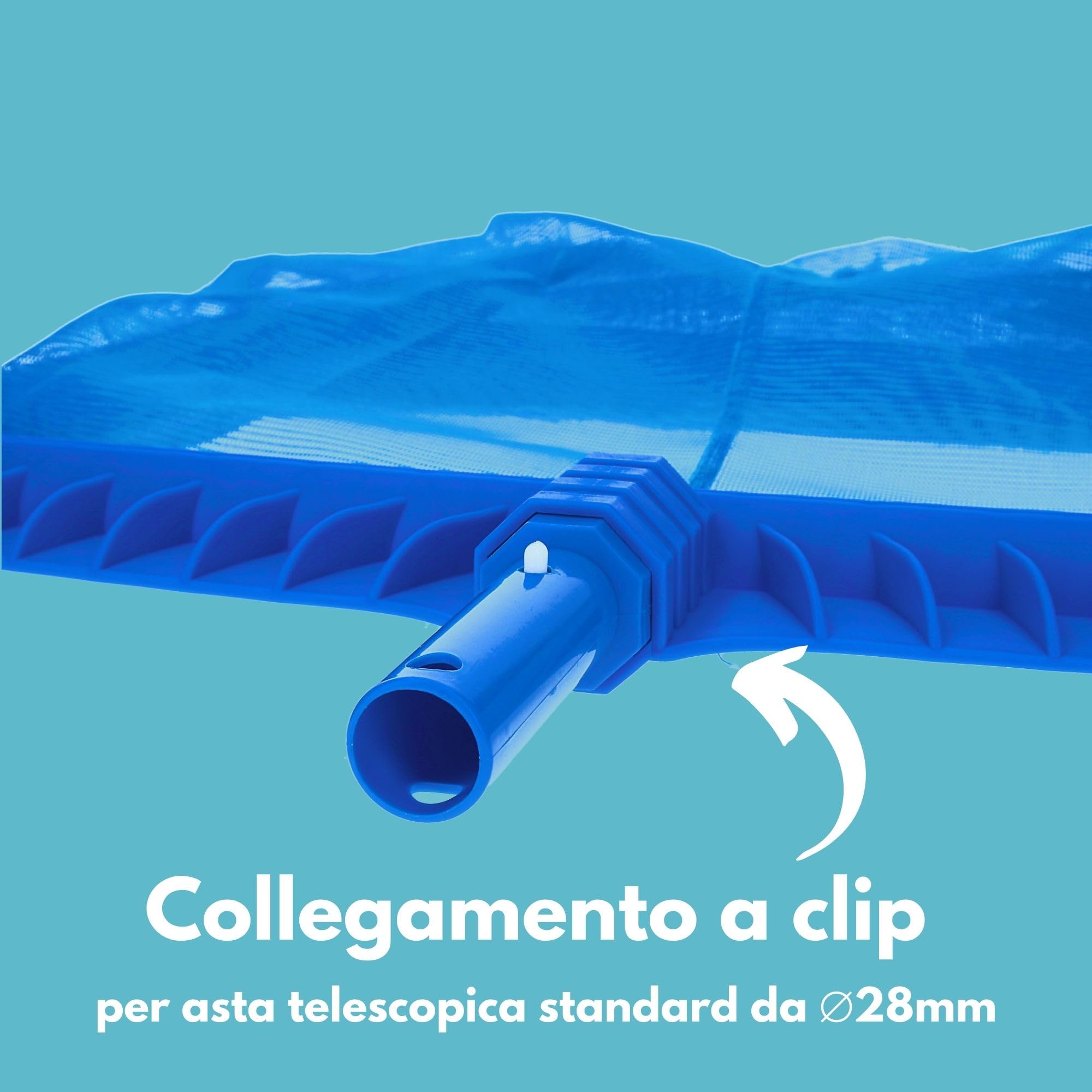 Amapool Retino Piscina Deluxe Set 2 Pezzi - Retino a Sacco e Fondo Ø 28 mm | Rete a maglie fini e profonda con telaio rinforzato antigraffio per pulizia fondo piscina, attacco clip-on universale.