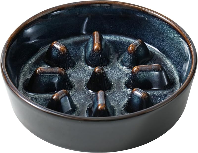 Comedouro lento de cerâmica para cães Havniva com labirinto e base antiderrapante