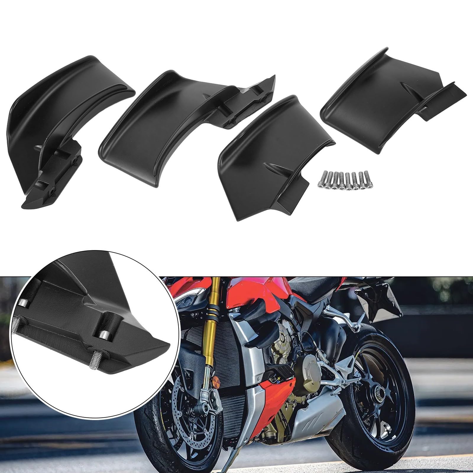 Streetfighter V4 V4S SP SP2 Kit alette laterali spoiler in plastica ABS nera, adatto per modelli 2020-2023, non per V