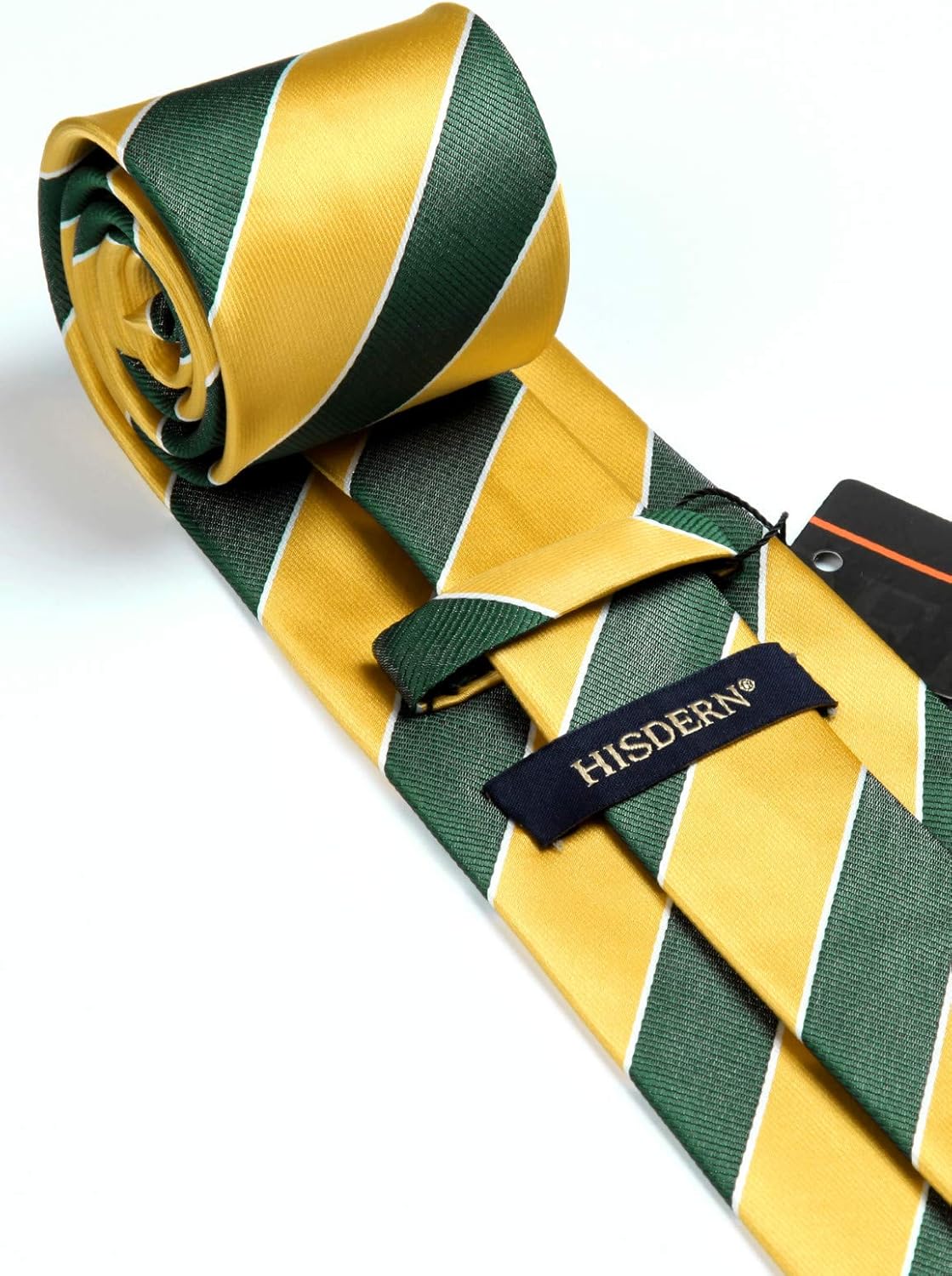 HISDERN Stripe Tie Mens Ties with Pocket Square Set Classic 3.4'' Silk Formal Necktie Handkerchief for Business Wedding - Image 4