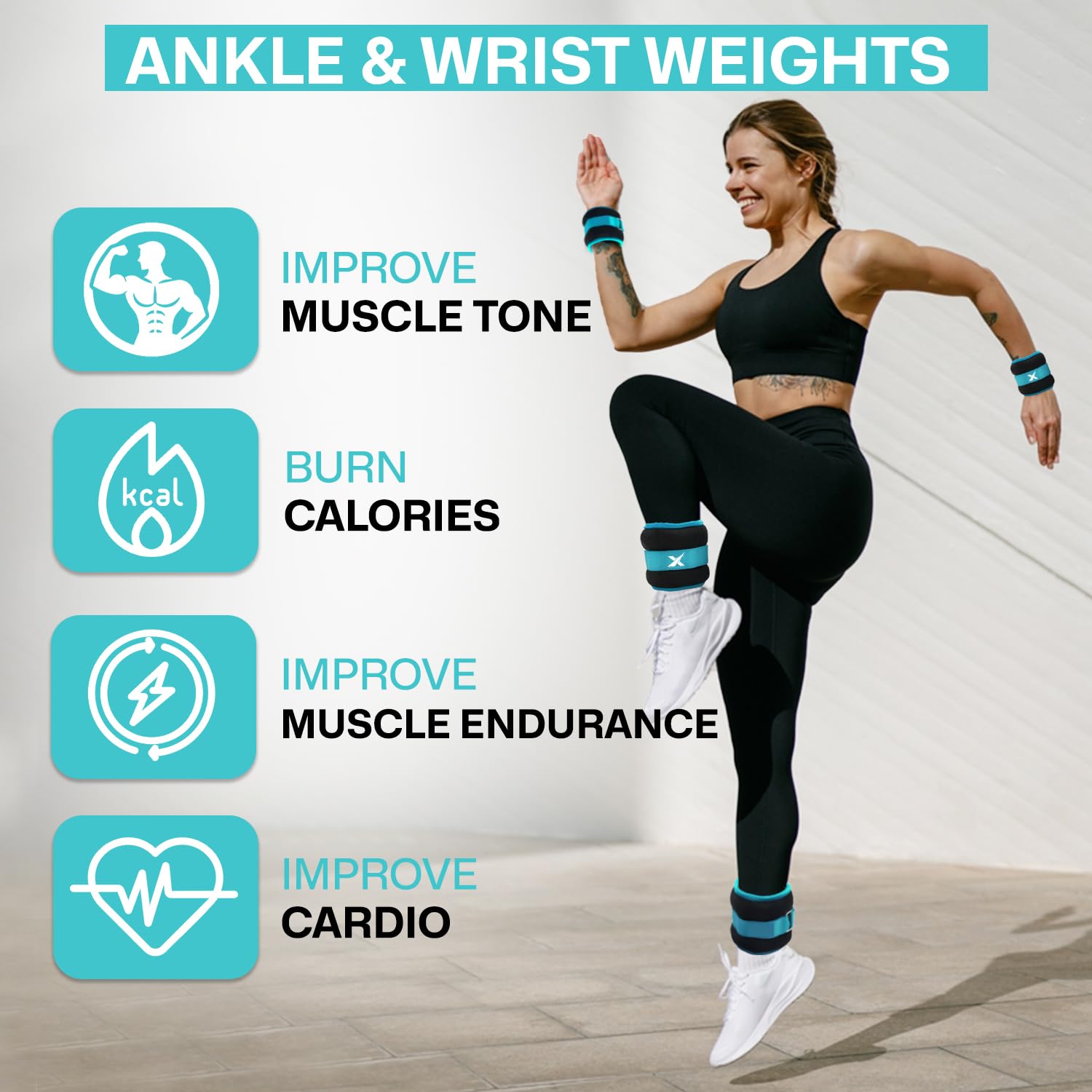 Xn8 Gewichtsmanschetten Fuß, Armgewichte, Handgelenkgewichte, Verstellbar Laufgewichte für Arme und Beine 0.5kg-3kg Fitness, Bewegung, Laufen, Joggen, Gymnastik