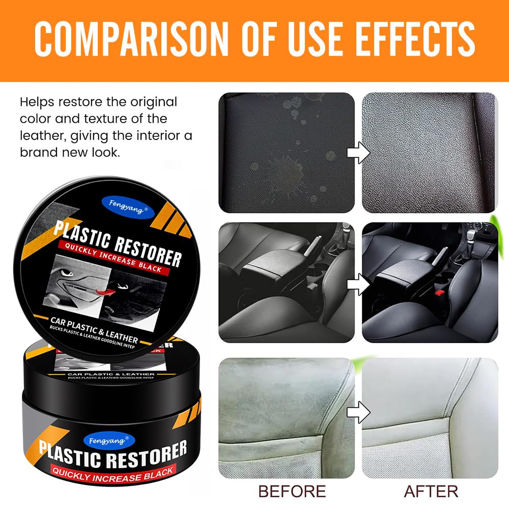 Fengyang® Generico Cura Crema per Pelle Auto, Restauratore Pelle Cera Rinnovo, Lucidante Auto Protezione Durevole, per Cruscotto Pannelli Porte Sedile Volante Console - 3