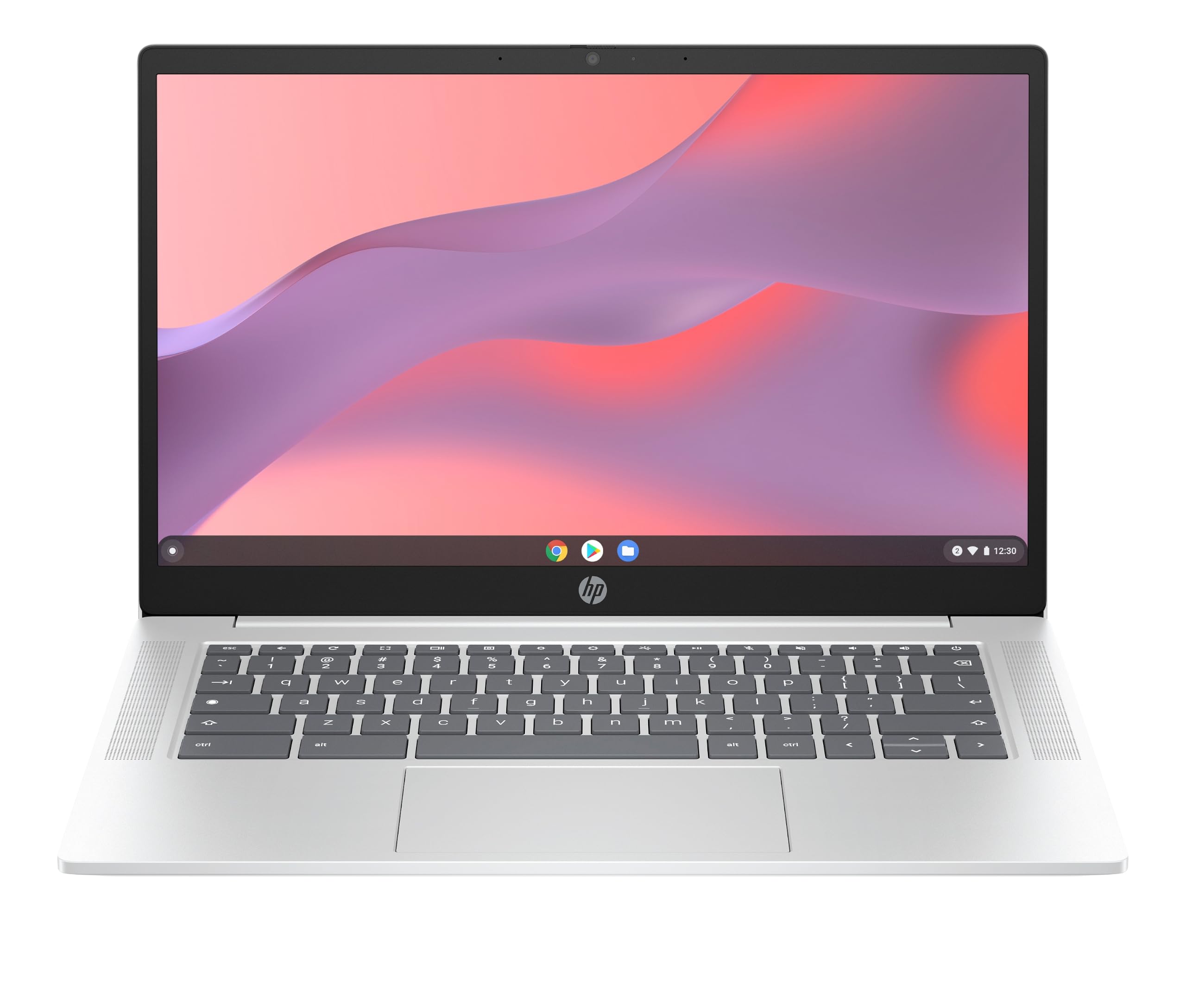 HP Chromebook 14a-nf0001sfx Ordinateur Portable 14" FHD IPS, PC Portable (Intel Processor N100, RAM 4 Go, eMMC 64 Go, Intel UHD Graphics, ChromeOS), Laptop Argent, Clavier AZERTY