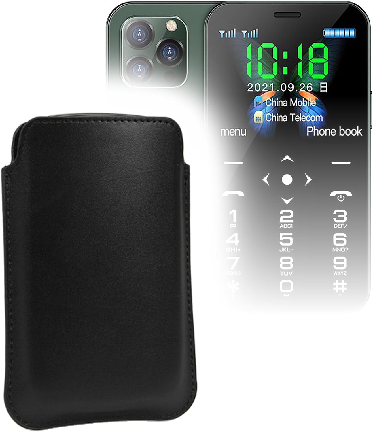 BoxWave Case Compatible with SOYES D13 - Genuine Leather Pouch, Slim Real Leather Luxury Lightweight Pocket - Nero Black