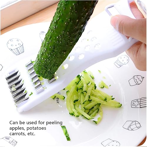 Miniatura 3 de Cocina de mano multifuncional blanco simple pequeño pelador portátil herramientas de plástico para pepino patata zanahoria rallador verduras y