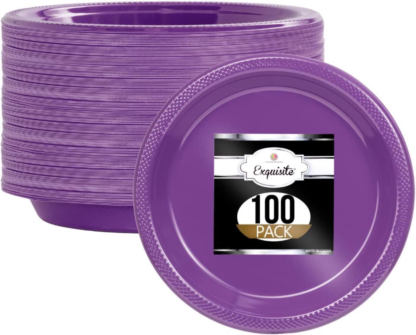 Exquisite Purple Plastic Plates 100 Count I 9 Inch I Round Purple