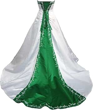 FairOnly M368 Women's Colorblock Bridal Wedding Dress (L, White Green) at Amazon Women's Clothing store FairOnly M368 Women's Colorblock Bridal Wedding Dress (L, White Green) at Amazon Women's Clothing store