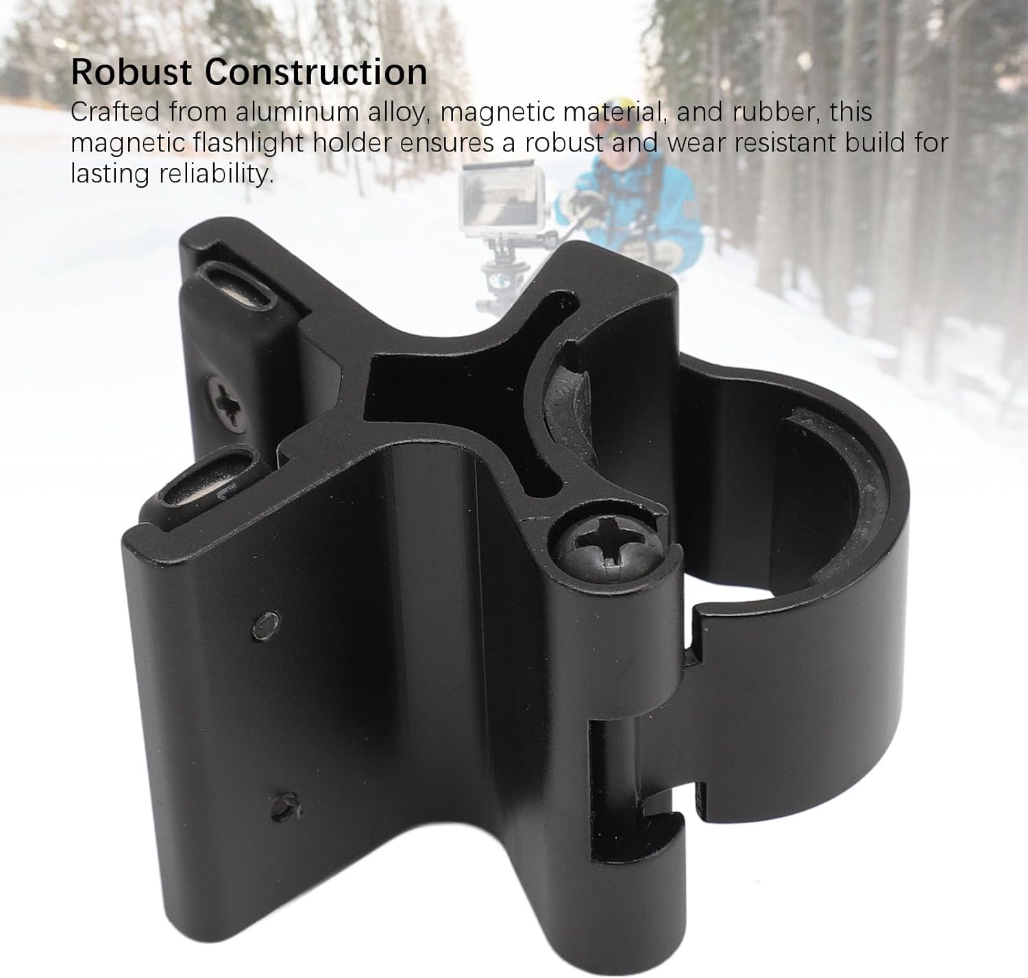 Universal 30mm Magnetic Flashlight Mount, Quick Release Non Slip Handlebar Holder, Easy Installation with Cotton Pad, Aluminum Alloy Construction, Dual Magnetic Pads for