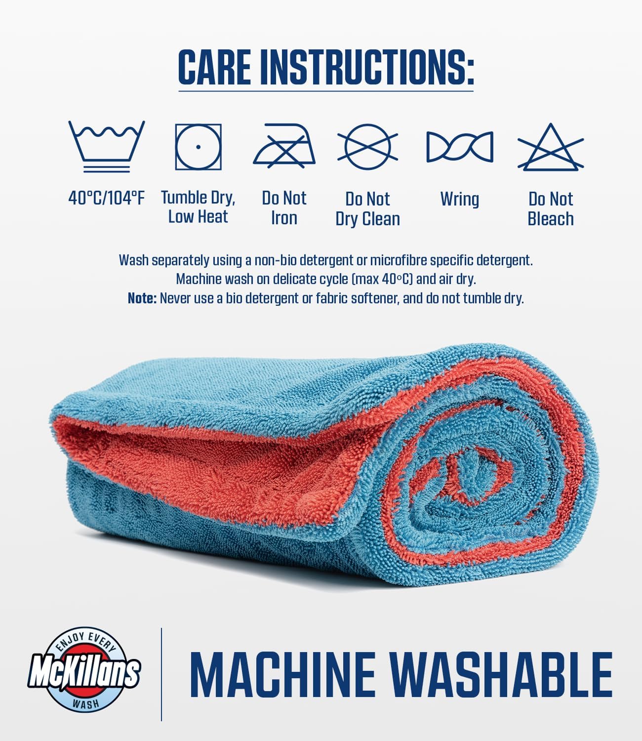 McKillans® Extra Large Dual-Color Car Drying Towel XL - Edgeless & Ultra Soft & Absorbent - 36" x 28" - 1200 GSM Twisted Loop Microfiber Towel for Cars - Drying Towel Car Detailing - Car Wash Towels