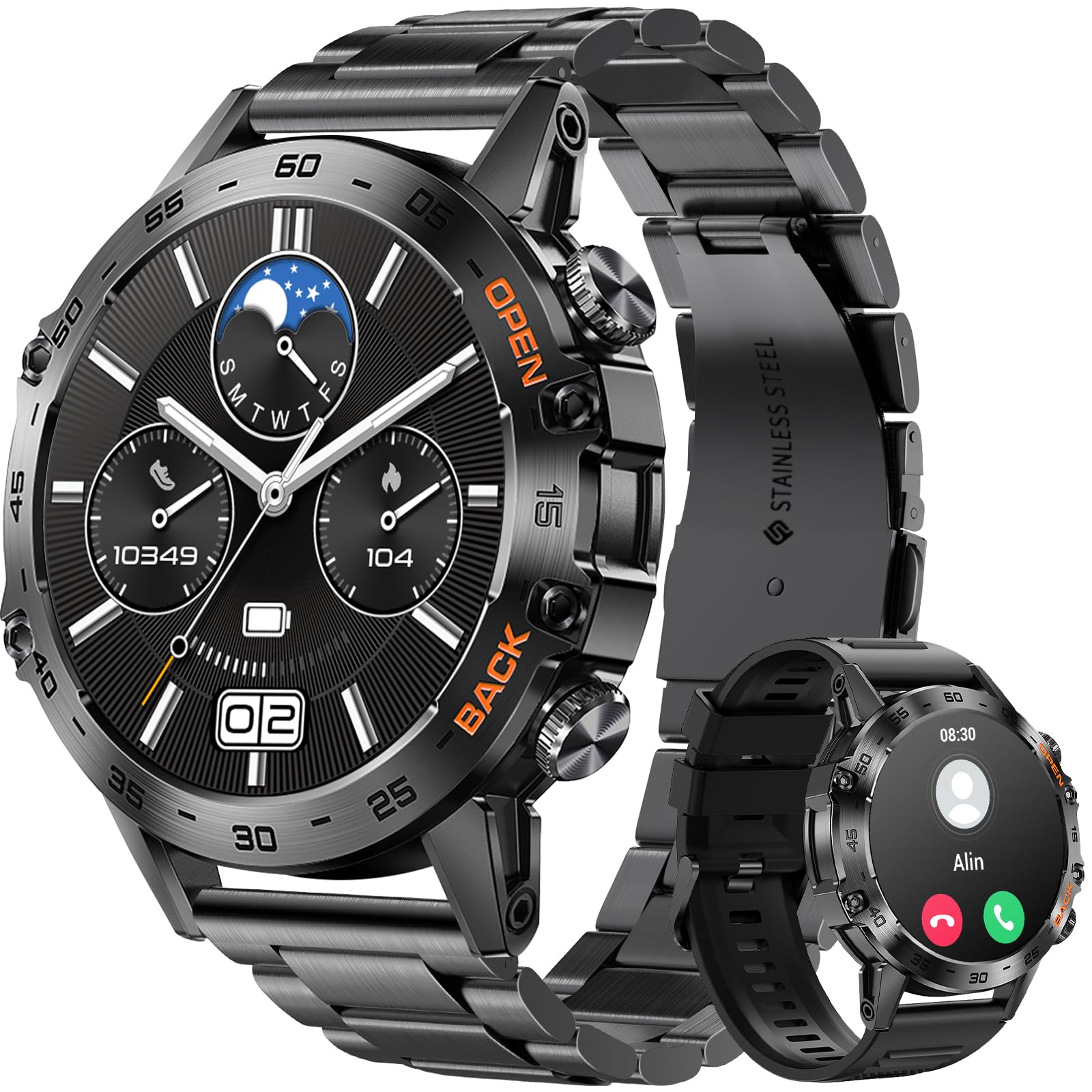 Military Smart Watches for Men(Answer/Make Call), Tactical Smartwatch for Android iOS, 400mAh Battery/Sports Tracking/Health/Sleep Monitoring