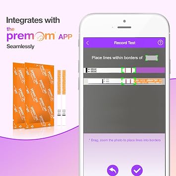 Premom hCG Pregnancy Test Strips: 50 Individually Wrapped Pregnancy Test Kit Powered by Premom Ovulation Predictor | hCG Urine Pregnancy Test Strips in Bulk