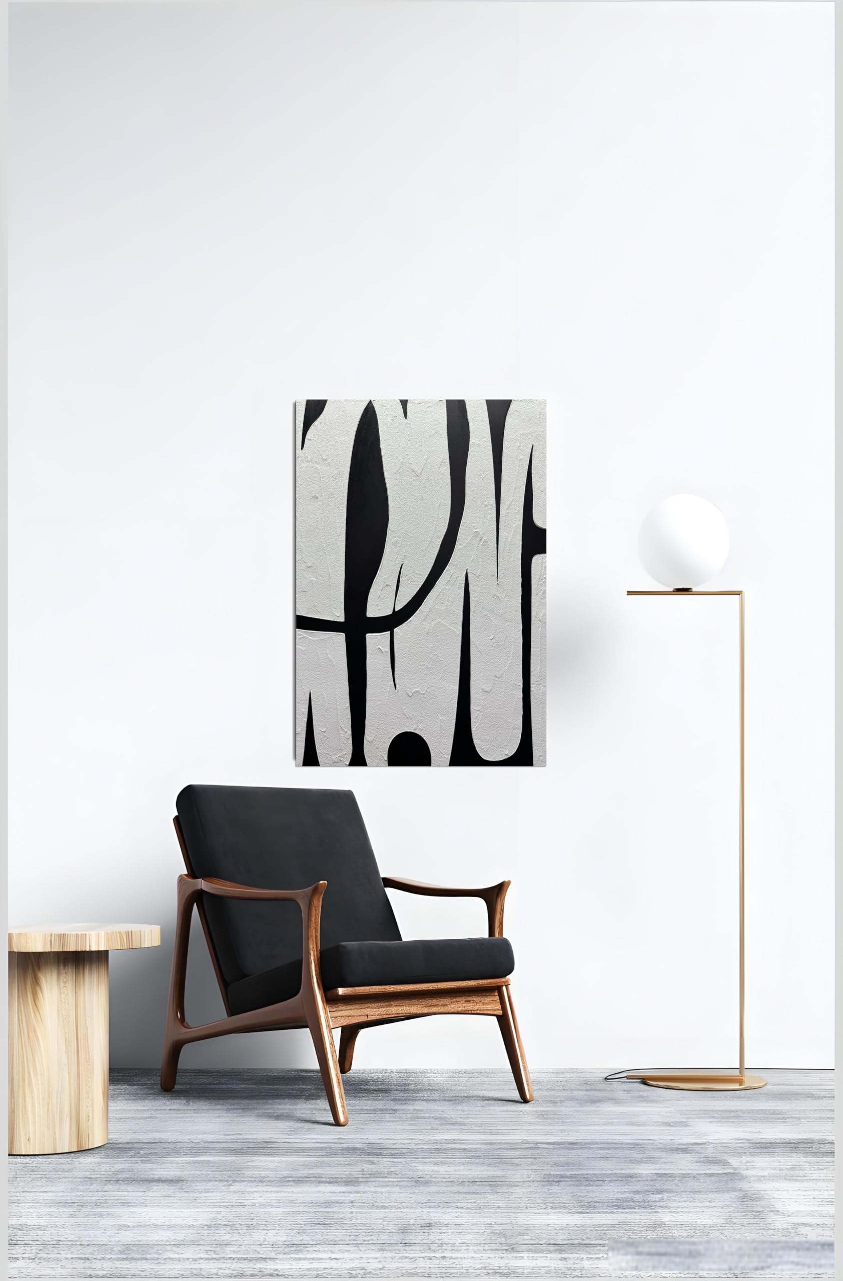 Abstrakte Weiße Wandkunst – 100% Handgemaltes Ölgemälde Auf Leinwand, 76,2 X 114,3 Cm, Minimalistisch & Modern