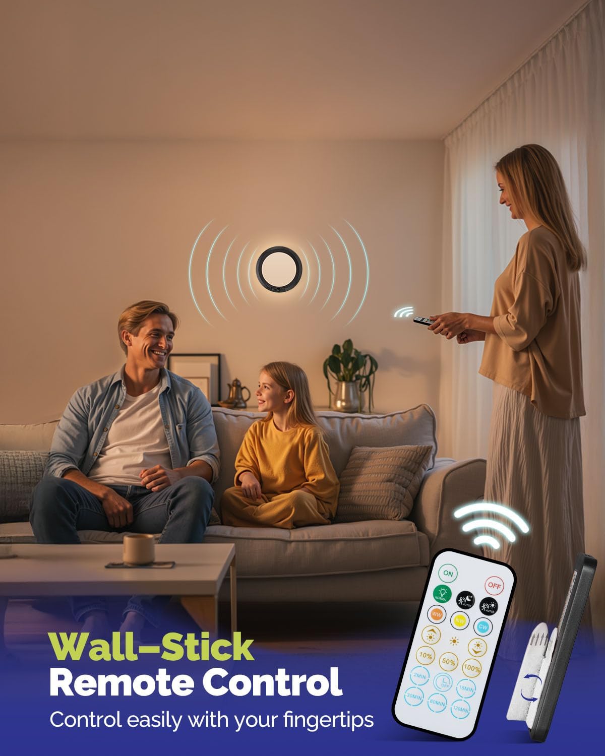 10,000mAh Rechargeable Ceiling Light with Remote, Wireless Waterproof Shower Lights 3000K/4000K/6000K, Battery Powered Light for Closet Battery Operated, Motion Sensor Lights No Wiring, Black