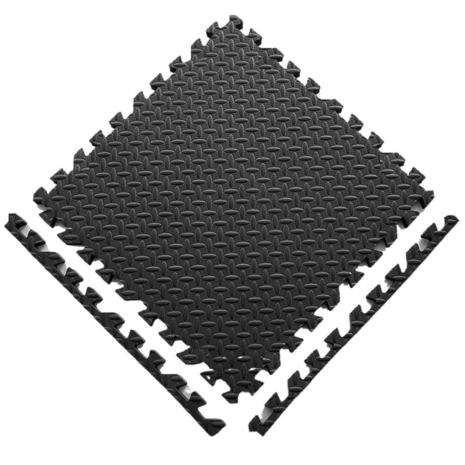 Losetas De Caucho Alfombrillas de Goma entrelazadas, baldosas Antideslizantes for Entrenamiento en casa(Black-30x30cm,12PCS)