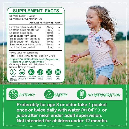 Miniatura 6 de ZEBORA Probióticos para mujeres, hombres y niños a partir de 3 años, prebióticos y probióticos en polvo para la salud digestiva e inmunológica,