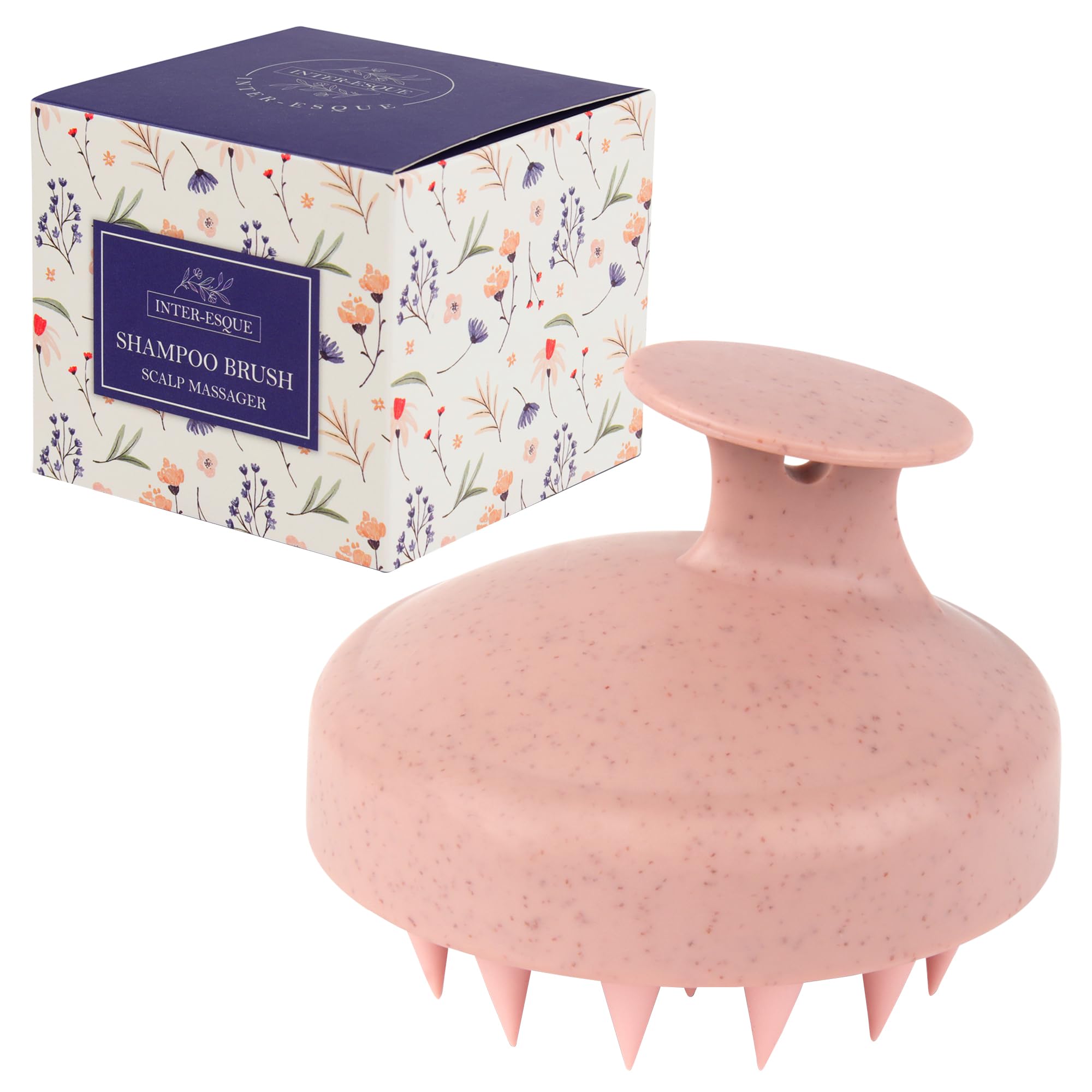 INTER-ESQUE Scalp Massager - Scalp Massage Brush - Head Massage Brush - Bamboo Shampoo Brush - Pink