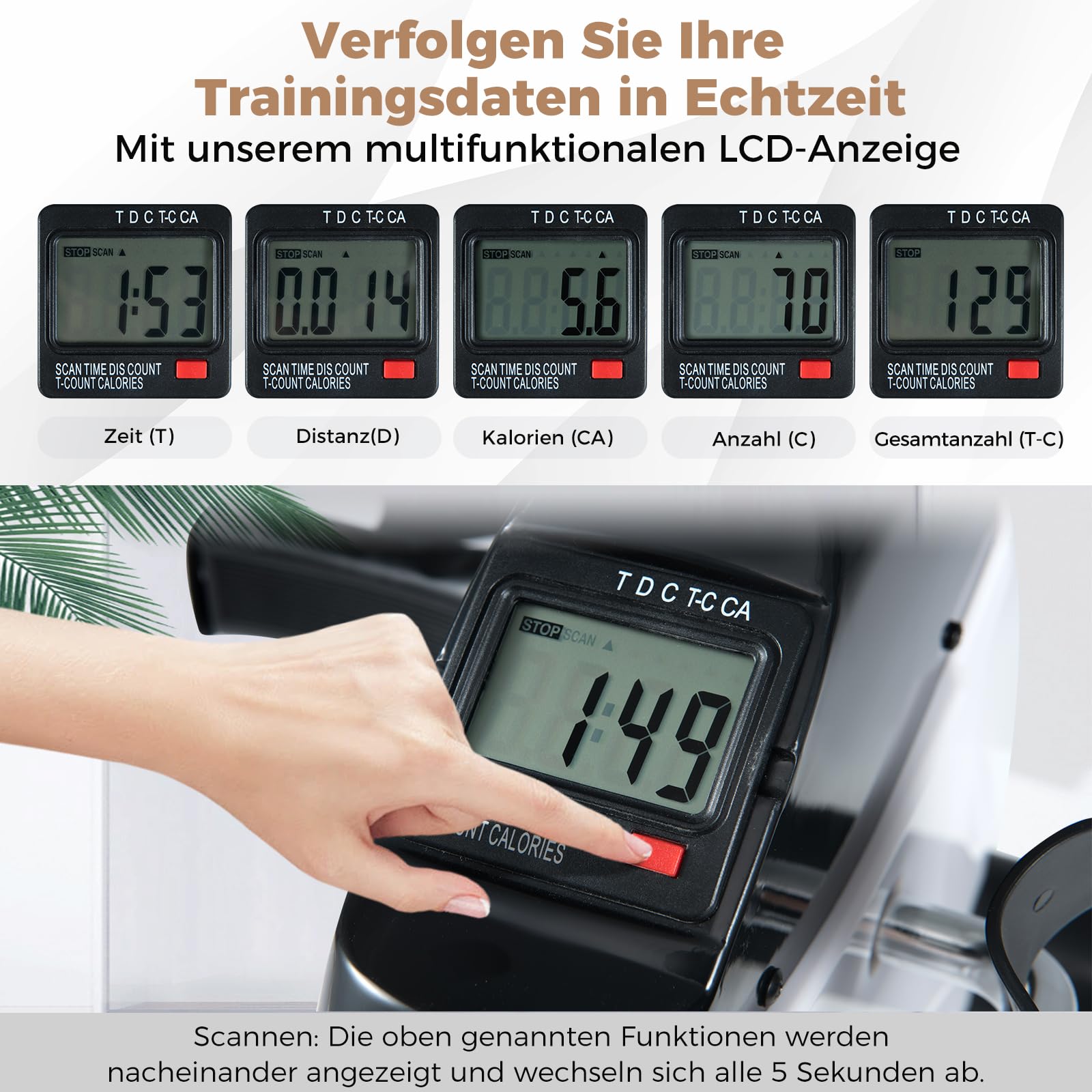 COSTWAY Pedaltrainer für Senioren, Arm und Beintrainer unter dem Schreibtisch, 100 kg belastbar, Mini Bike