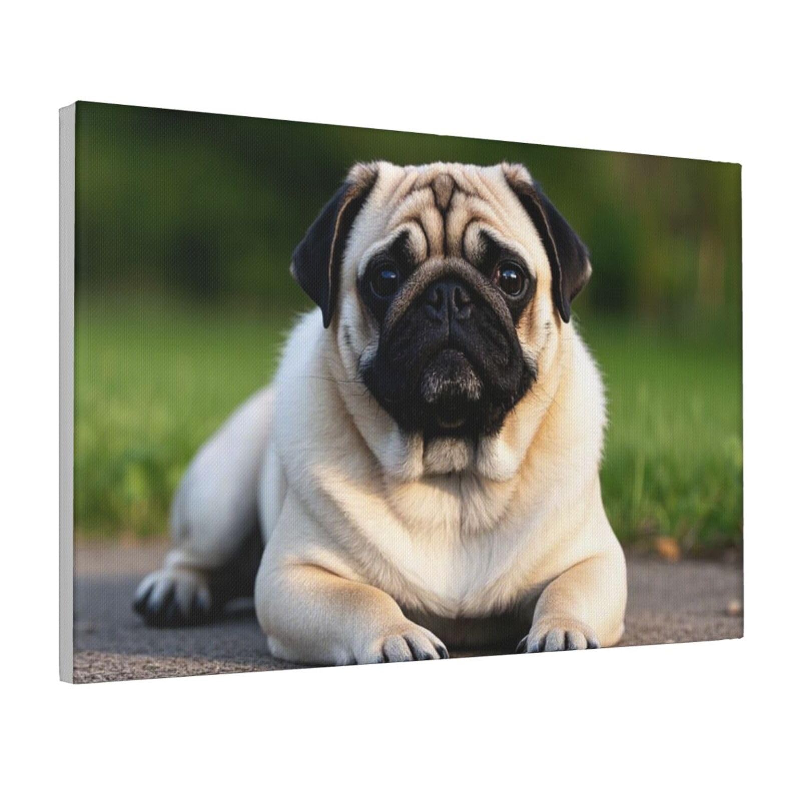 Framed Wall Art for Living Room Art Work, Pug Picture Prints Modern Office Wall Paintings Poster Aesthetic Wall Decorations for Home Decor Ready To Hang 16"x24"