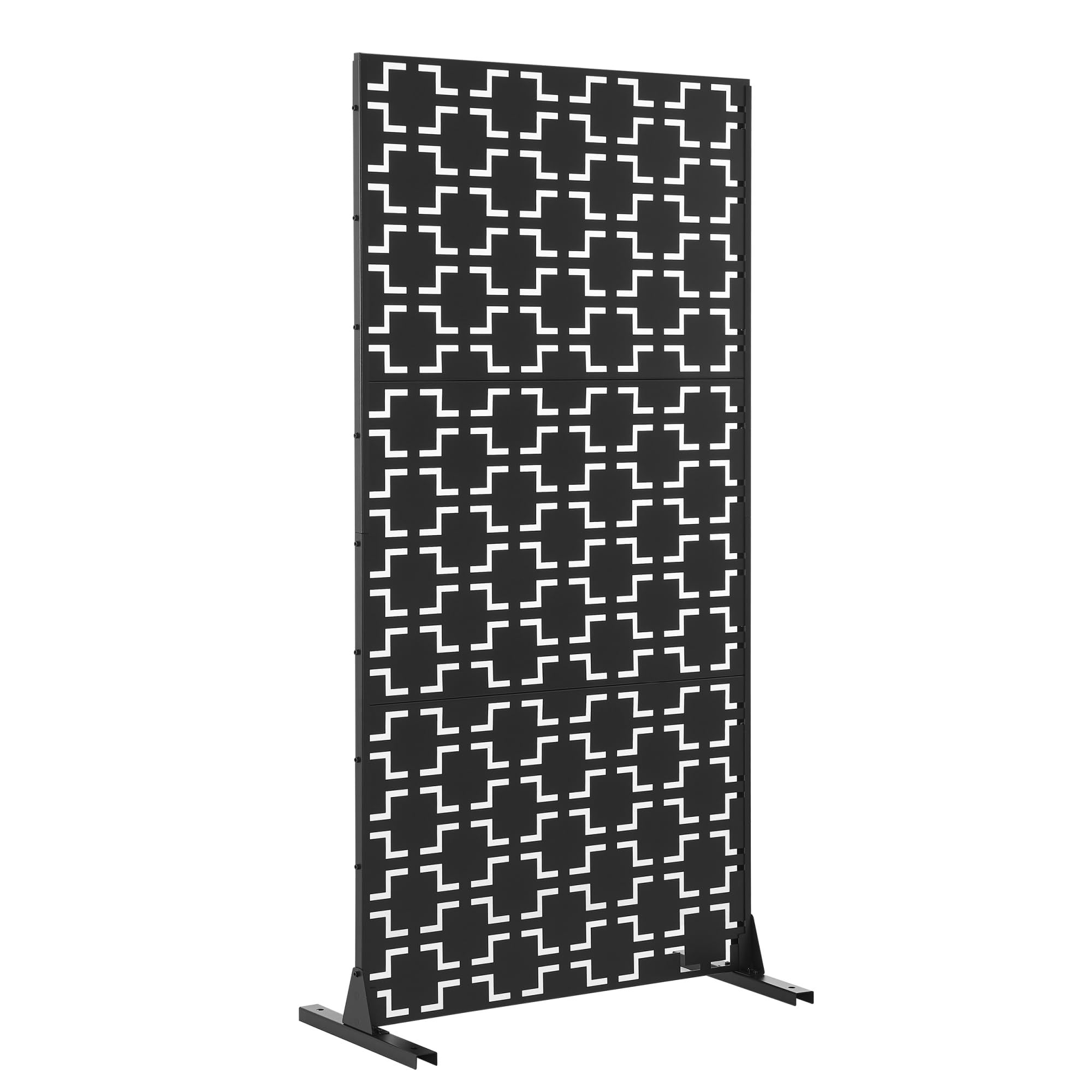 casa.pro Pannello Divisorio per Spazi Esterni Interni Frangivista Decorativo con Struttura Traforata Schermo Divisore in Acciaio 180 x 90 cm Nero