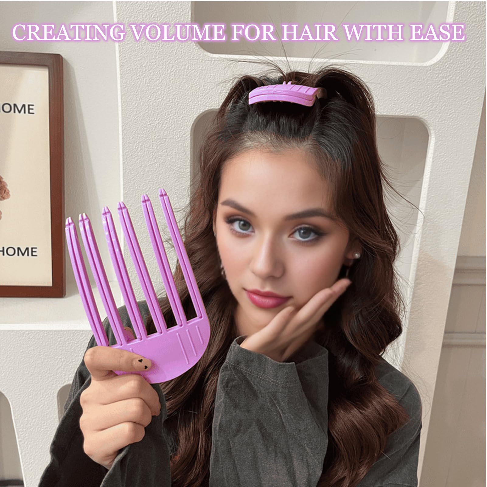 Clip de Volumen para Raíces 4 Piezas, Peines Voluminizadores de 3 y 6 Dientes, Pinzas para Cabello sin Rastro