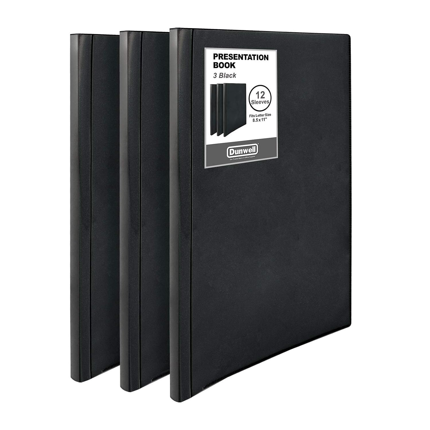 Dunwell Binders with Plastic Sleeves 12Pocket (3 Pack, Black) Presentation Books 8.5x11