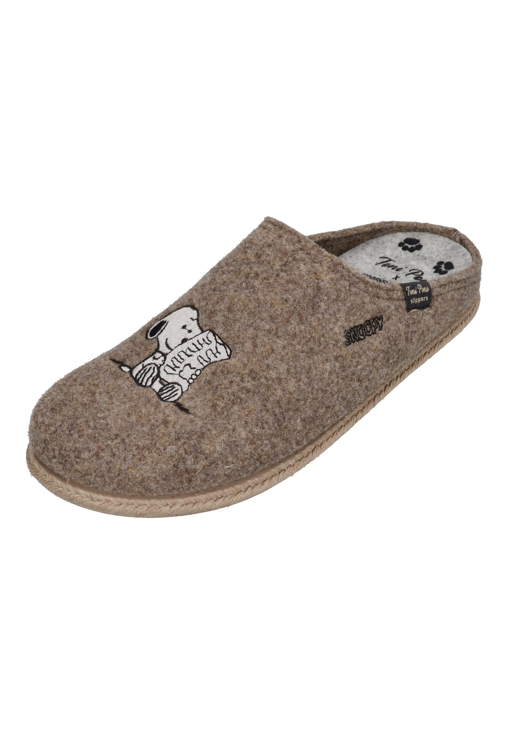Toni Pons X Snoopy Charlie Chaussons pour homme Taupe, taupe, 43 EU