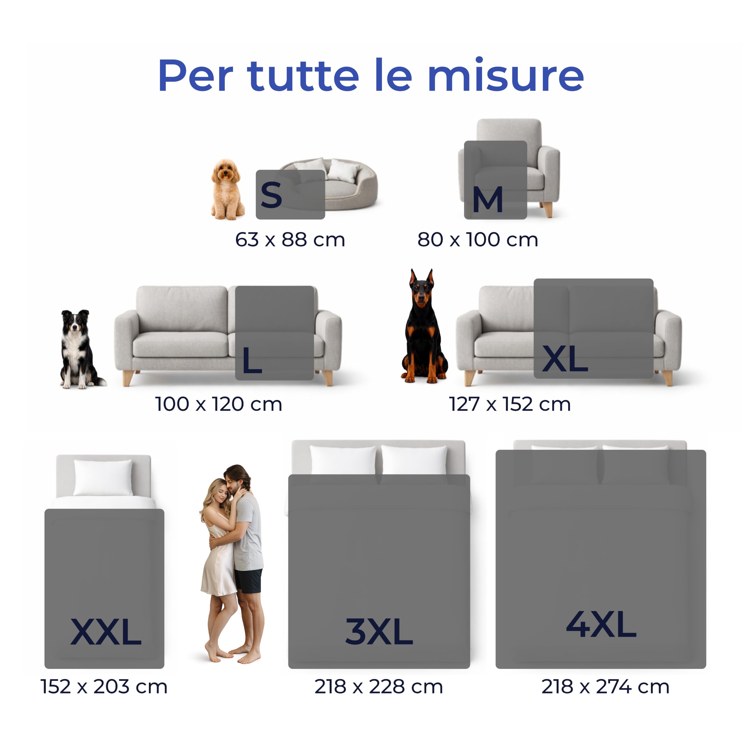 Dreamzie Coperta Impermeabile 218x274cm - Cerata Letto Matrimoniale Reversibile e Lavabile in Lavatrice in Pile Sherpa per Letto o Divano - Copridivano impermeabile per animali - Grigio scuro