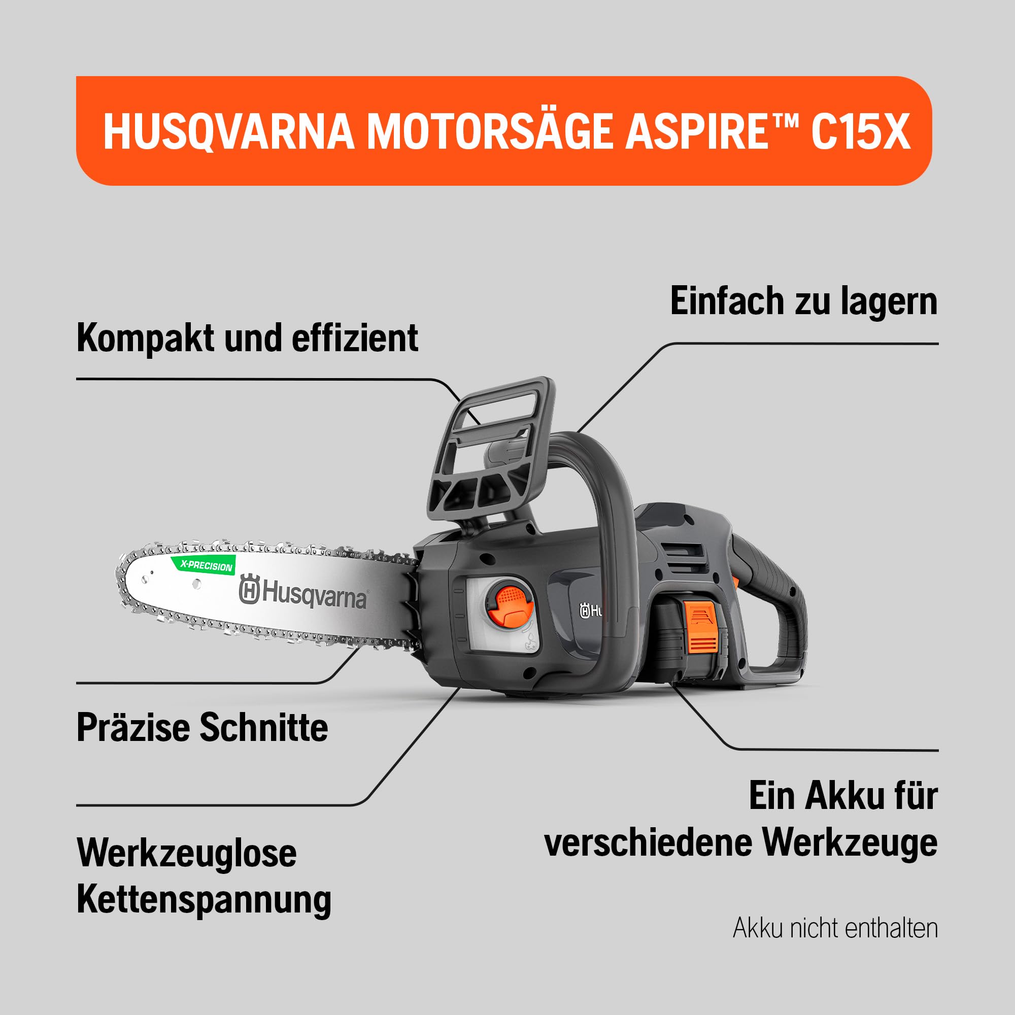 Husqvarna Pilarka Akumulatorowa C15X-P4A | (litowo-jonowa, 18V, wysoka prędkość) (bez akumulatora i ładowarki)