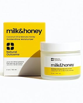 natural outcome Milk & Honey Cream Moisturizer Coconut Oil & Manuka Hydrating Lotion, Vegan and Organic Body Cream, Face and Hand Cream, Cruelty-Free Honey Body Lotion