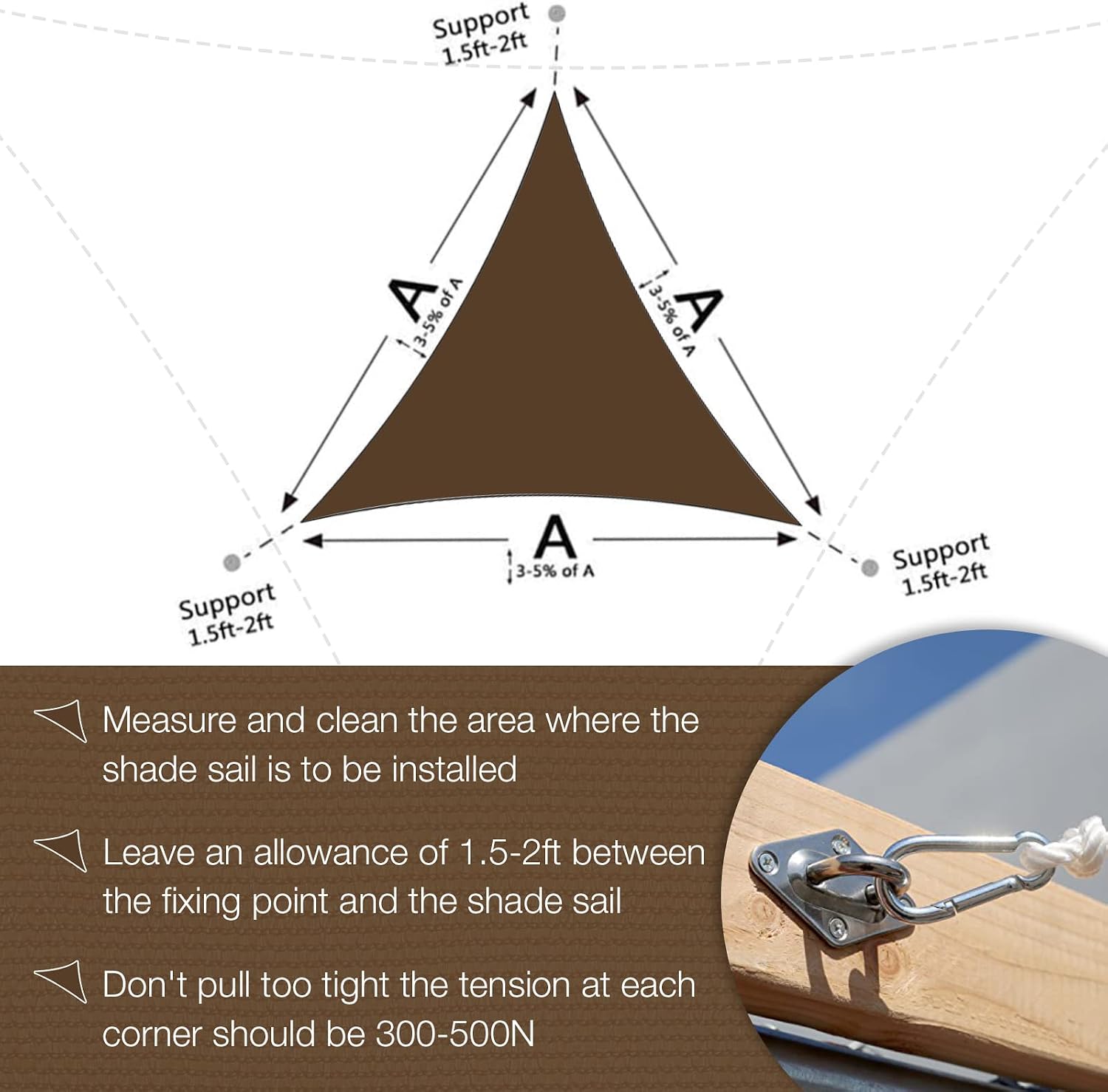 Amagenix Sail 10x10x14 Mocha Shade Sail Canopy, Curved Edge Outdoor Patio Awning, Breathable Fabric with 95% UV Block for Garden Backyard Outdoor Customizable