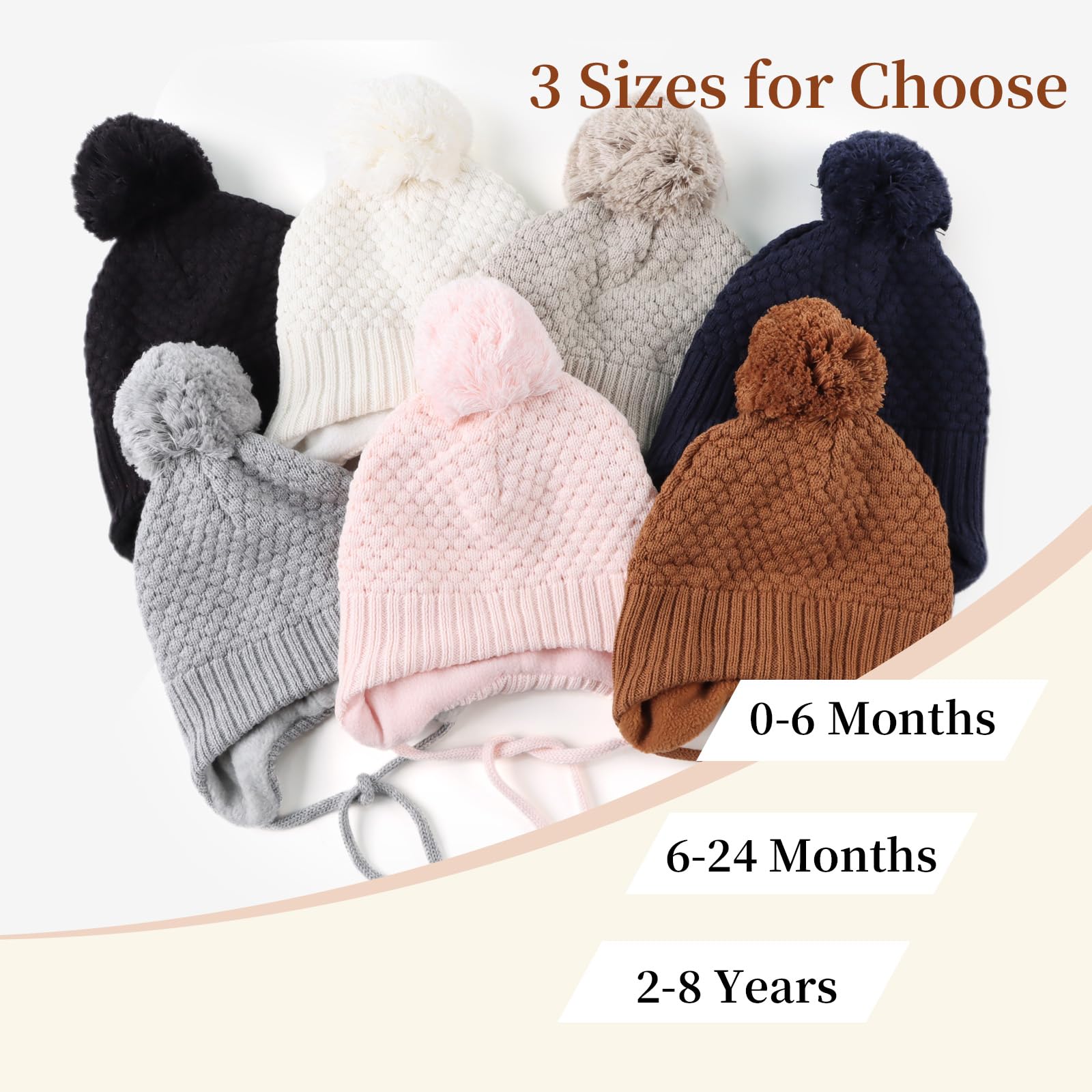 Gorro de invierno para bebé niña, forro polar, gorro de punto con orejas, 0-8 años