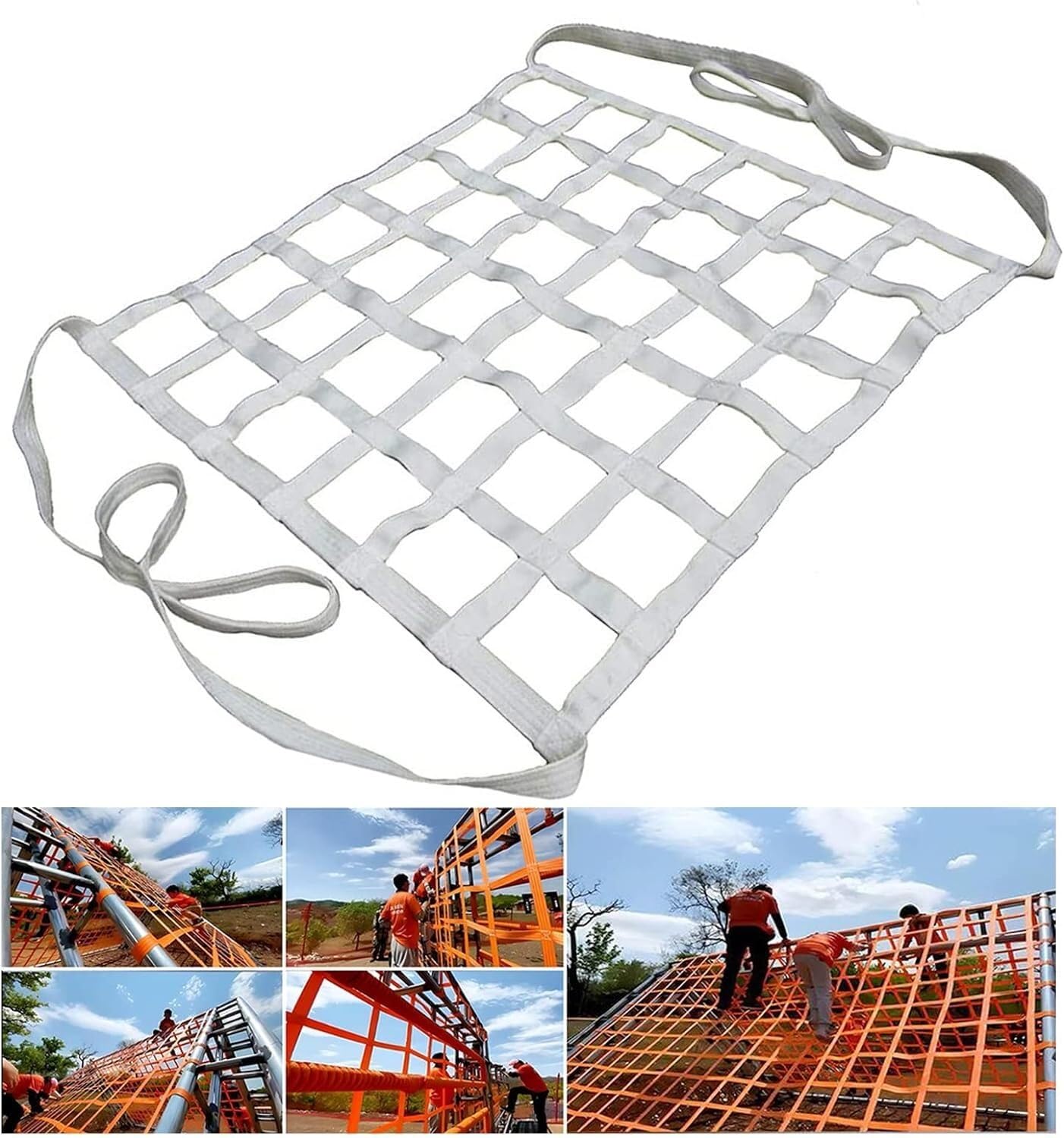 Rete di Sollevamento per carichi Pesanti, Rete di Sospensione per carichi, Rete Elastica per movimentazione Merci in Cantiere, Attrezzature di Traino, reti in Nylon (1 x 1 m/Maglia