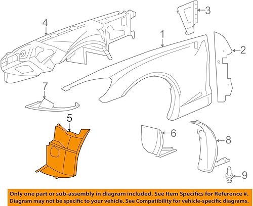 General Motors Chevrolet GM OEM 06-13 Corvette-Front Fender Liner Splash Shield Izquierdo 15834373