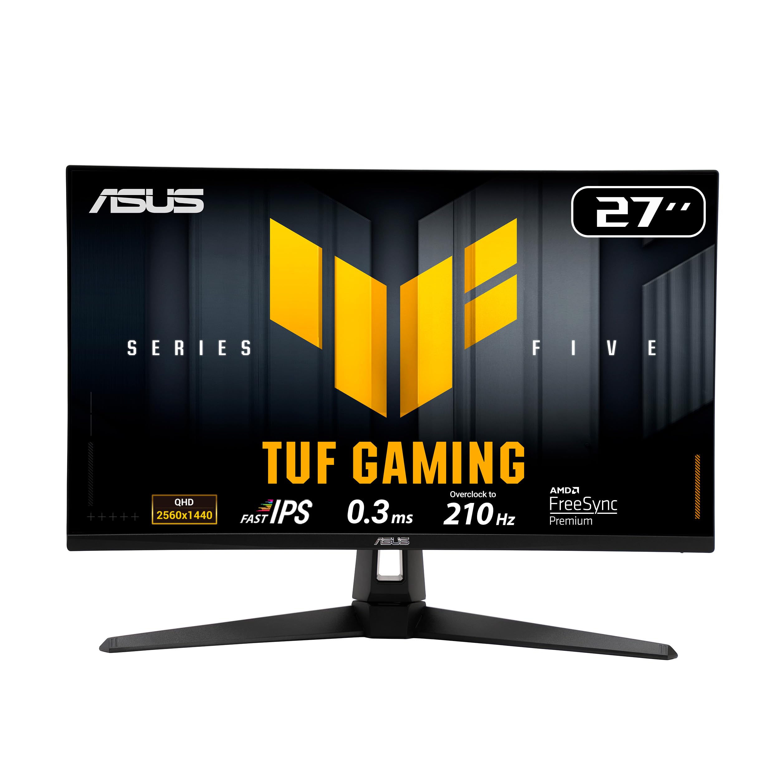 ASUS TUF Gaming VG27AQ5A Gaming Monitor: 27-inch, QHD(2560x1440), 210Hz(OC), Fast IPS, ELMB SYNC, 0.3ms GTG (min.), Stereo speaker, DisplayWidget Center, Gaming AI - Black
