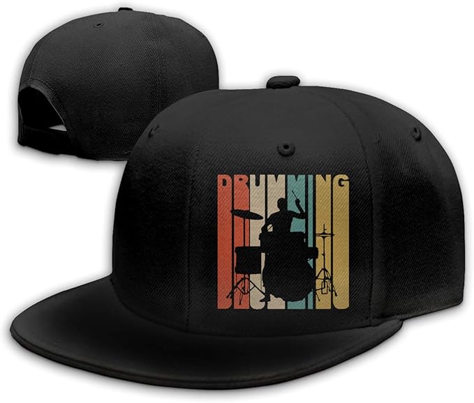 OKFDYIDSTP Unisex Flat Brim Drumming Drummer Hat Adjustable Baseball