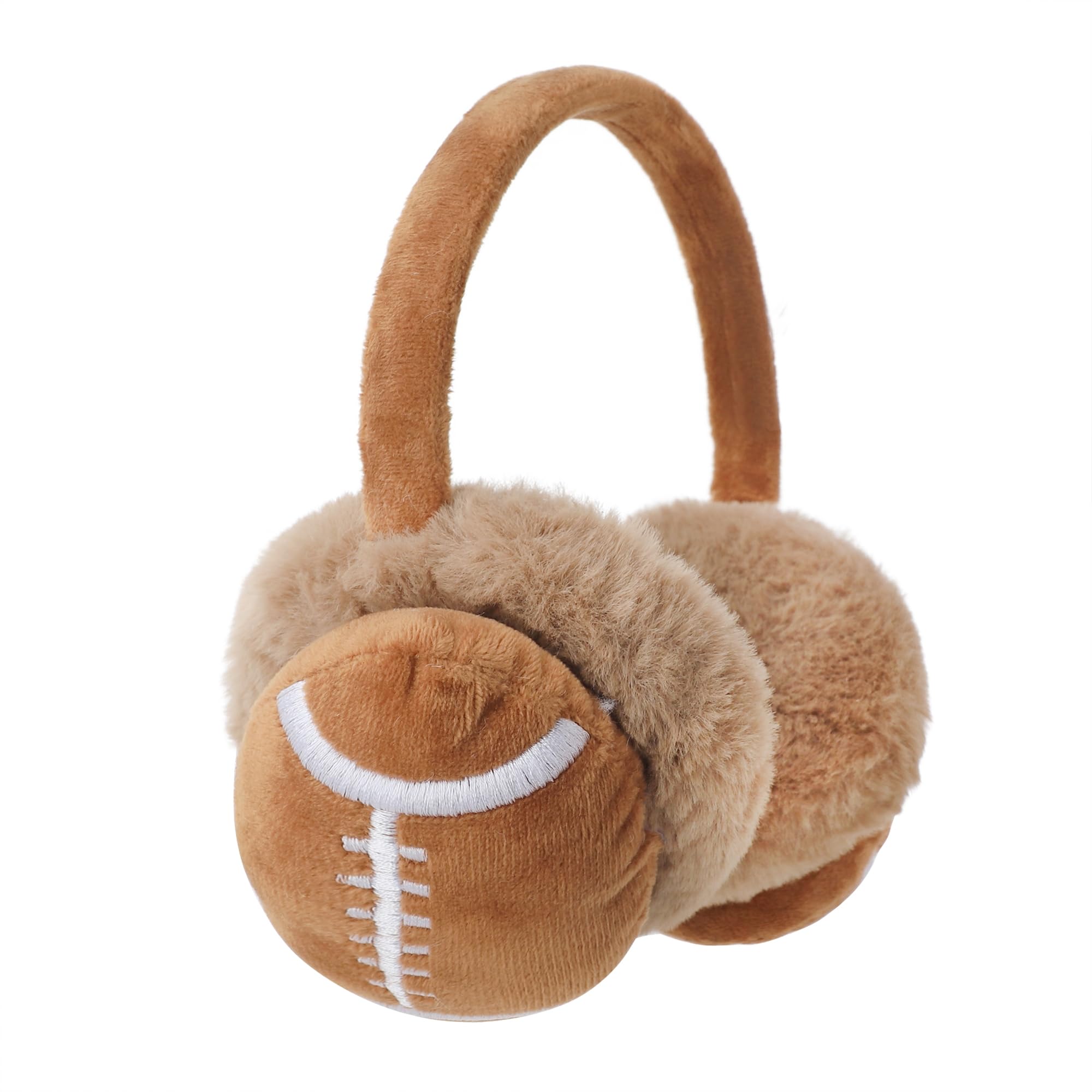 JIAHG Boys Girls Cute Cartoon Football Winter Warm Earmuffs Soft Faux Fur Ear Warmers Kids Outdoor Thermal Plush Ear Muffs