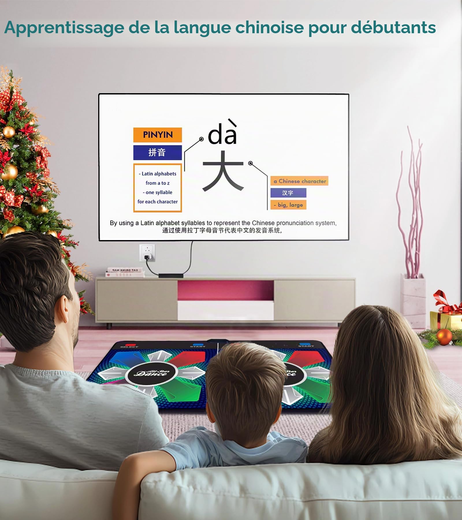 Tapis de Danse pour Enfants et Adultes, Cadeau d'anniversaire pour garçon et Fille, équipement de Jeu Doux avec système d'exploitation Anglais, Tapis de Danse Plug and Play avec récepteur sans Fil