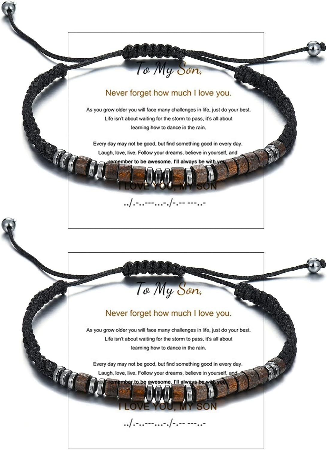 To My Son Bracelet from Mom I Love You Morse Code Bracelets for Son To My Daughter Adjustable Wristband Bracelet