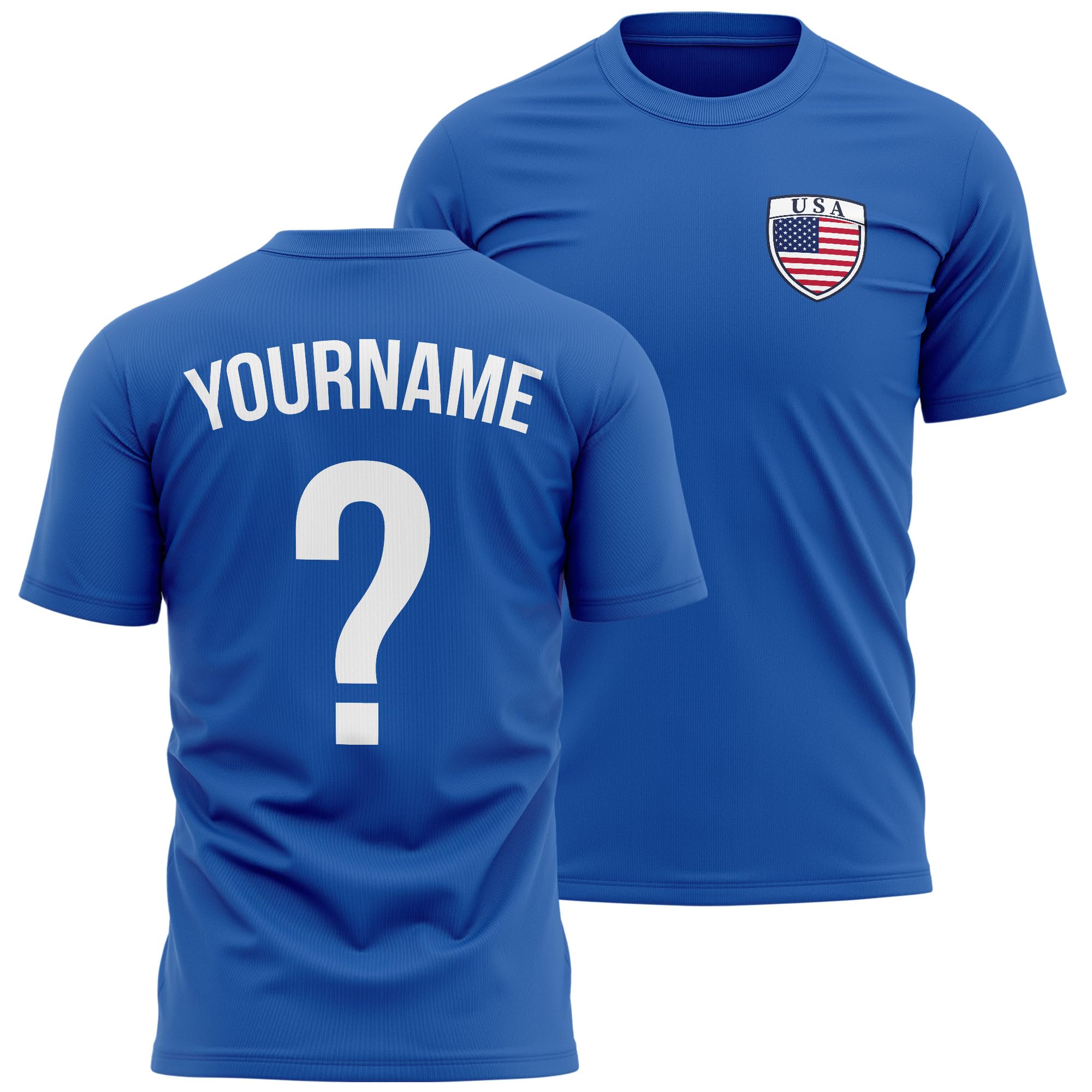 Personalised USA Mens T Shirt - America Badge with Custom Name and Number World Football Supporter, 3XL, Royal
