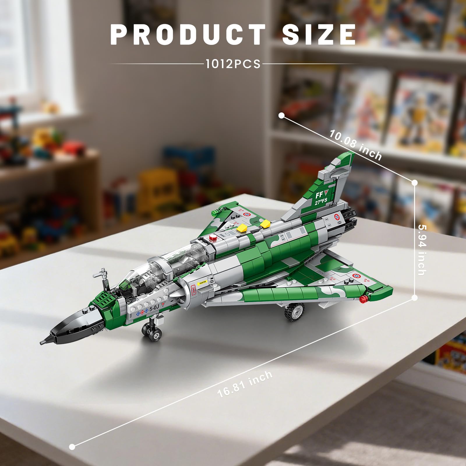 Reobrix Mirage 2000 Kampfjet Bausatz für Erwachsene, 33044 Militärflugzeug Modellset, Klemmbausteine Flugzeug mit aufklappbarem Cockpit und einziehbarem Fahrwerk, Sammlerstück und Ausstellungsstück